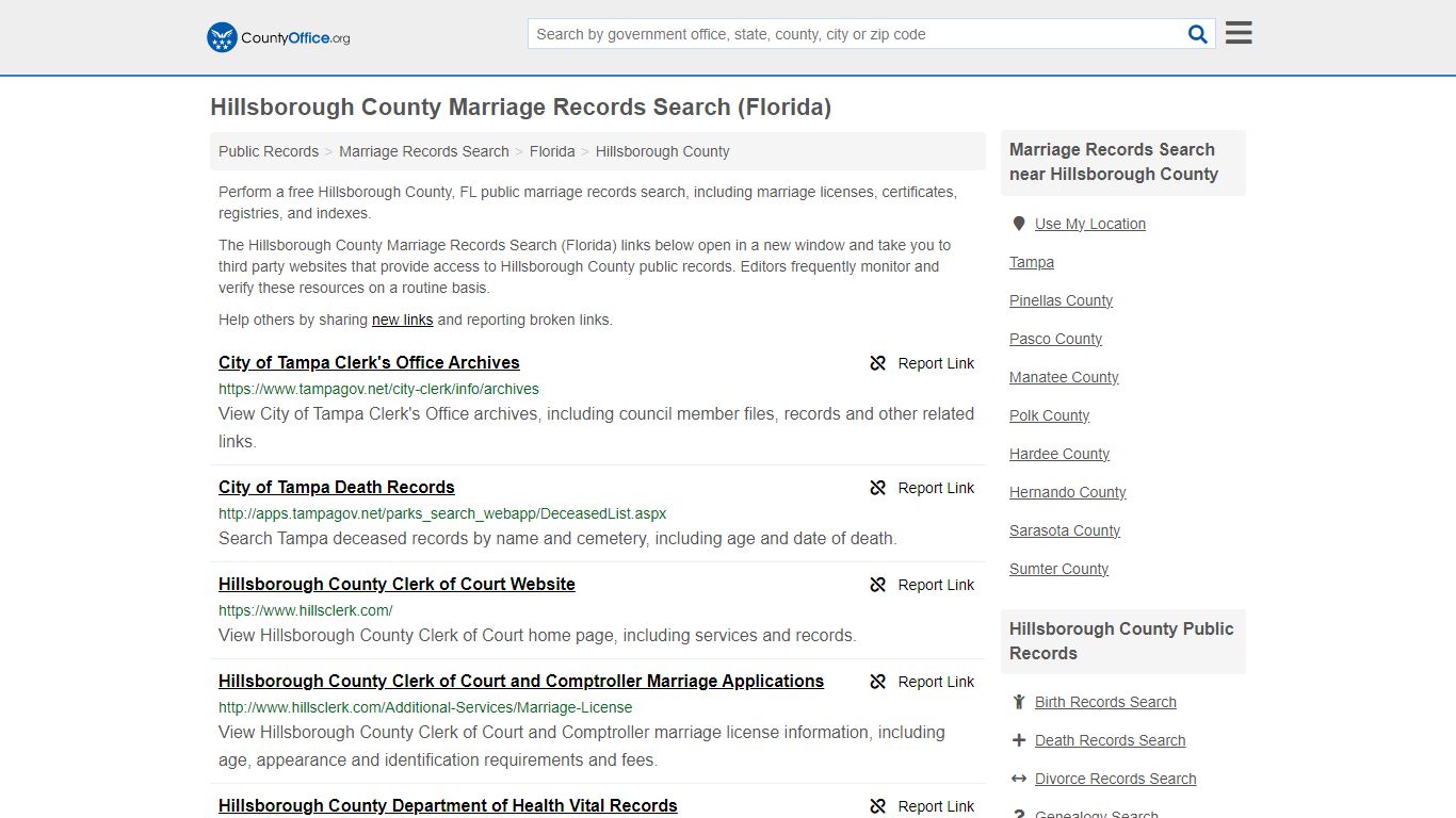 Hillsborough County Marriage Records Search (Florida) - County Office
